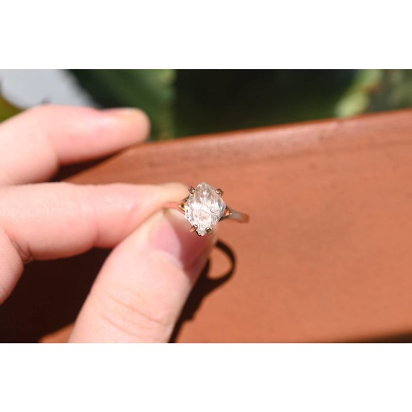 14k Rose Gold Ring Raw Stone Ring Rough Diamond Ring Wedding Band Unique - Picture 3 of 6